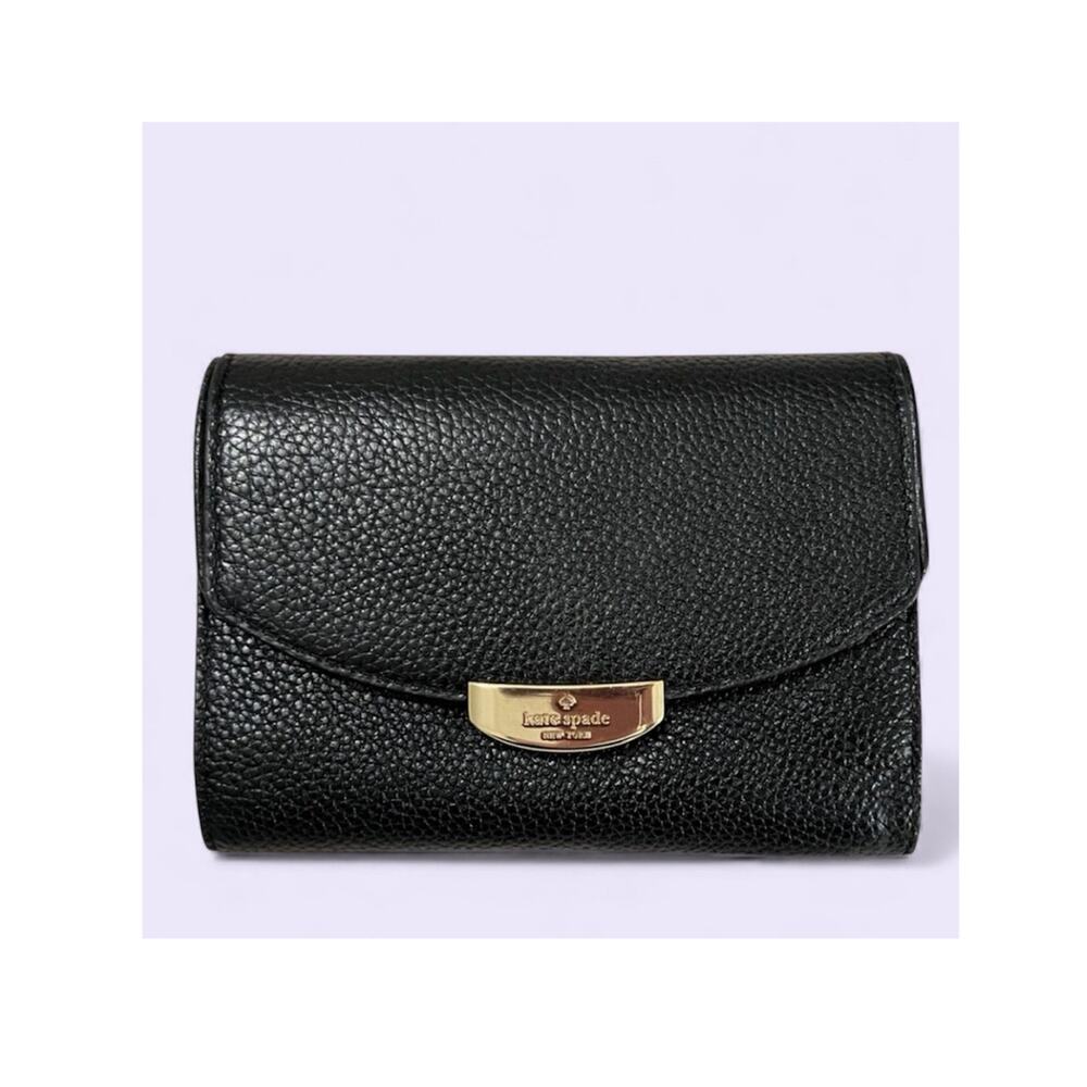 Kate Spade Mulberry Street Callie Black Leather Trifold Clutch Wallet MSRP $159